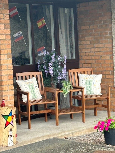 outside searting area at Benarty View Care Home